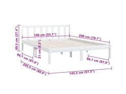 Online vidaXL Massivholzbett Weiß Kiefer 140x200 cm923543