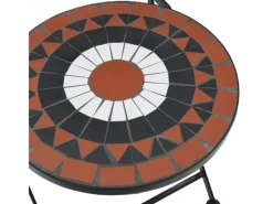 vidaXL Mosaik-Bistro-Set Terrakottarot und Weiß Eisen und Keramik 3216355