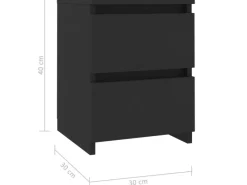 vidaXL Nachttische 2 Stk Schwarz 30x30x40 cm Holzwerkstoff