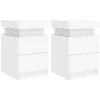 vidaXL Nachttische mit LED-Leuchten 2 Stk Weiß 35x39x55 cm