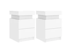 vidaXL Nachttische mit LED-Leuchten 2 Stk Weiß 35x39x55 cm