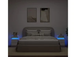 vidaXL Nachttische mit LED-Leuchten 2 Stk Weiß 35x39x55 cm