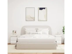 vidaXL Nachttische mit LED-Leuchten 2 Stk Weiß 35x39x55 cm