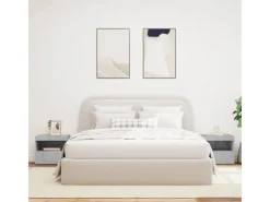 vidaXL Nachttische mit LED-Leuchten 2 Stk Betongrau 50x40x45 cm