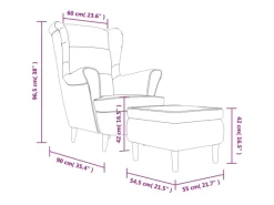 vidaXL Ohrensessel mit Hocker Dunkelgrau Samt