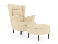 New vidaXL Ohrensessel mit Hocker Creme Samt