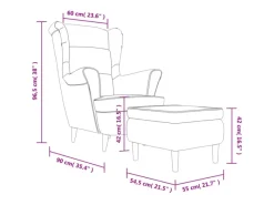 New vidaXL Ohrensessel mit Hocker Creme Samt