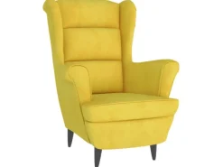 Sale vidaXL Ohrensessel mit Hocker Senfgelb Samt