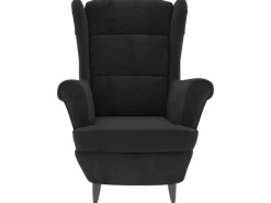 Discount vidaXL Ohrensessel mit Hocker Schwarz Samt