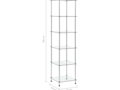New vidaXL Regal mit 6 Ablagen Transparent 40x40x160 cm Hartglas