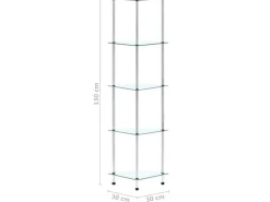 Clearance vidaXL Regal mit 5 Ablagen Transparent 30x30x130 cm Hartglas