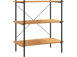 vidaXL Regal mit 3 Böden Schwarz und Eiche-Optik 80x40x92 cm