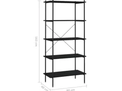 vidaXL Regal mit 5 Böden Schwarz 80x40x163 cm