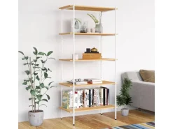 New vidaXL Regal mit 5 Böden Weiß und Eiche-Optik 80x40x163 cm