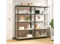 vidaXL Regale mit 5 Böden 2 Stk Stahl & Holzwerkstoff 152868 Anthrazit