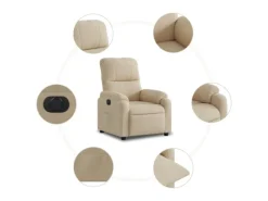 vidaXL Relaxsessel Elektrisch Creme Mikrofasergewebe Modell 4