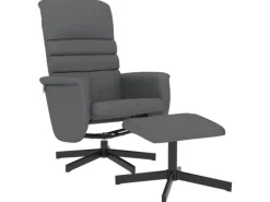 vidaXL Relaxsessel mit Fußhocker Grau Kunstleder Modell 5