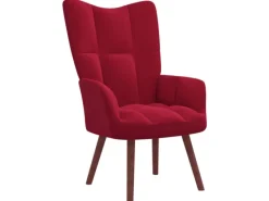 Best vidaXL Relaxsessel mit Hocker Weißrot Samt Modell 6