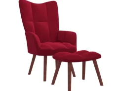 Best vidaXL Relaxsessel mit Hocker Weißrot Samt Modell 6