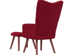 Best vidaXL Relaxsessel mit Hocker Weißrot Samt Modell 6