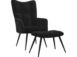 vidaXL Relaxsessel mit Hocker Schwarz Samt Modell 5