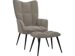 Sale vidaXL Relaxsessel mit Hocker Hellgrau Samt Modell 5