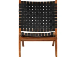 vidaXL Relaxstuhl Klappbar Geflochten Schwarz Echtleder