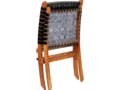 vidaXL Relaxstuhl Klappbar Geflochten Schwarz Echtleder