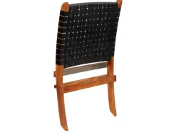 vidaXL Relaxstuhl Klappbar Geflochten Schwarz Echtleder