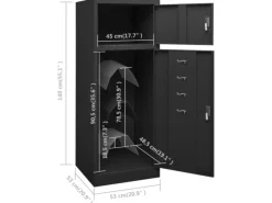 vidaXL Sattelschrank Anthrazit 53x53x140 cm Stahl