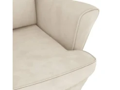 Best vidaXL Schaukelsessel und Hocker mit Holzbeinen Creme Samt