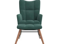 Clearance vidaXL Schaukelstuhl mit Hocker Samt Dunkelgrün