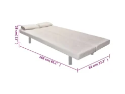 New vidaXL Schlafsofa mit 2 Kissen Kunstleder Ausziehbar Cremeweiß