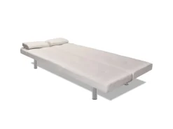 New vidaXL Schlafsofa mit 2 Kissen Kunstleder Ausziehbar Cremeweiß