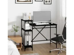 Best vidaXL Schreibtisch mit Regal 105x50x90cm Holzwerkstoff Eisen 826714 Schwarz