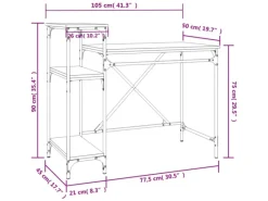 Best vidaXL Schreibtisch mit Regal 105x50x90cm Holzwerkstoff Eisen 826714 Schwarz