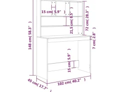 Outlet vidaXL Schreibtisch mit Regal 102x45x148 cm Holzwerkstoff 823001 Schwarz