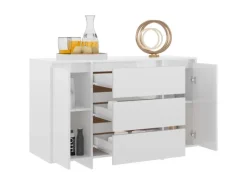 Discount vidaXL Sideboard 3 Schubladen Hochglanz-Weiß 120x41x75cm Holzwerkstoff 809617 Hochglanz Weiß