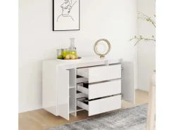 Discount vidaXL Sideboard 3 Schubladen Hochglanz-Weiß 120x41x75cm Holzwerkstoff 809617 Hochglanz Weiß