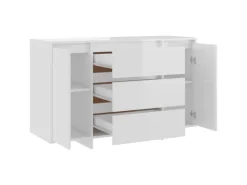 Discount vidaXL Sideboard 3 Schubladen Hochglanz-Weiß 120x41x75cm Holzwerkstoff 809617 Hochglanz Weiß