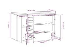 Discount vidaXL Sideboard 3 Schubladen Hochglanz-Weiß 120x41x75cm Holzwerkstoff 809617 Hochglanz Weiß