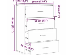 vidaXL Sideboard Artisan-Eiche 60 x 31 x 84 cm Holzwerkstoff 871673