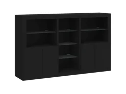 Outlet vidaXL Sideboard mit LED-Leuchten Schwarz 162x37x100 cm 3209171