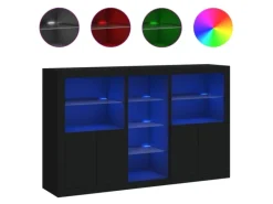 Outlet vidaXL Sideboard mit LED-Leuchten Schwarz 162x37x100 cm 3209171