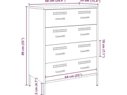 vidaXL Sideboard Senf 68x39x89 cm Stahl 842985