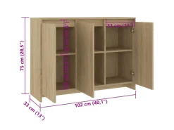 Best vidaXL Sideboard Sonoma-Eiche 102x33x75 cm Holzwerkstoff 809776