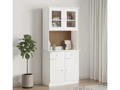 Clearance vidaXL Sideboard-Aufsatz ALTA 77x30x92 cm Massivholz Kiefer 353946 Weiß