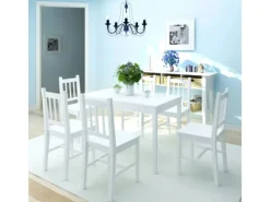 vidaXL Siebenteiliges Esstisch-Set Pinienholz Weiß