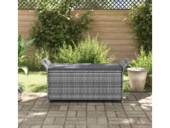 Discount vidaXL Sitzbank mit Stauraum und Kissen 138 cm Poly Rattan 45809 Grau