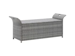 Discount vidaXL Sitzbank mit Stauraum und Kissen 138 cm Poly Rattan 45809 Grau